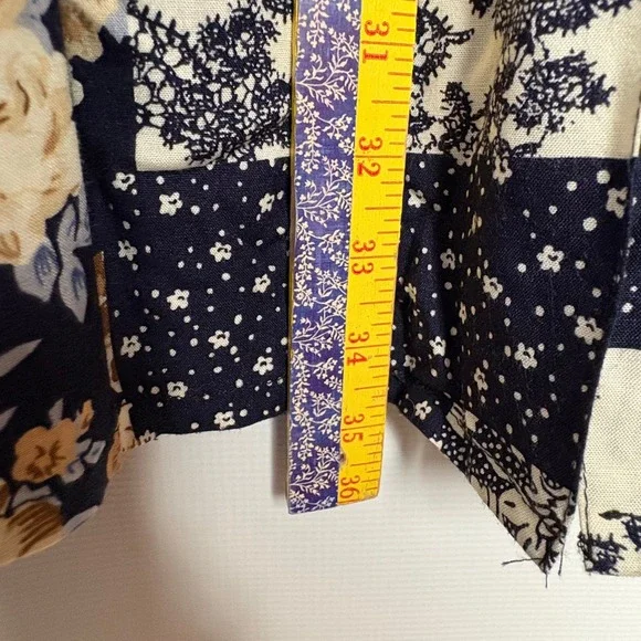 California Influence Vtg 90s Patchwork Paisley Maxi Skirt Button Front 12 Boho - Picture 4 of 9